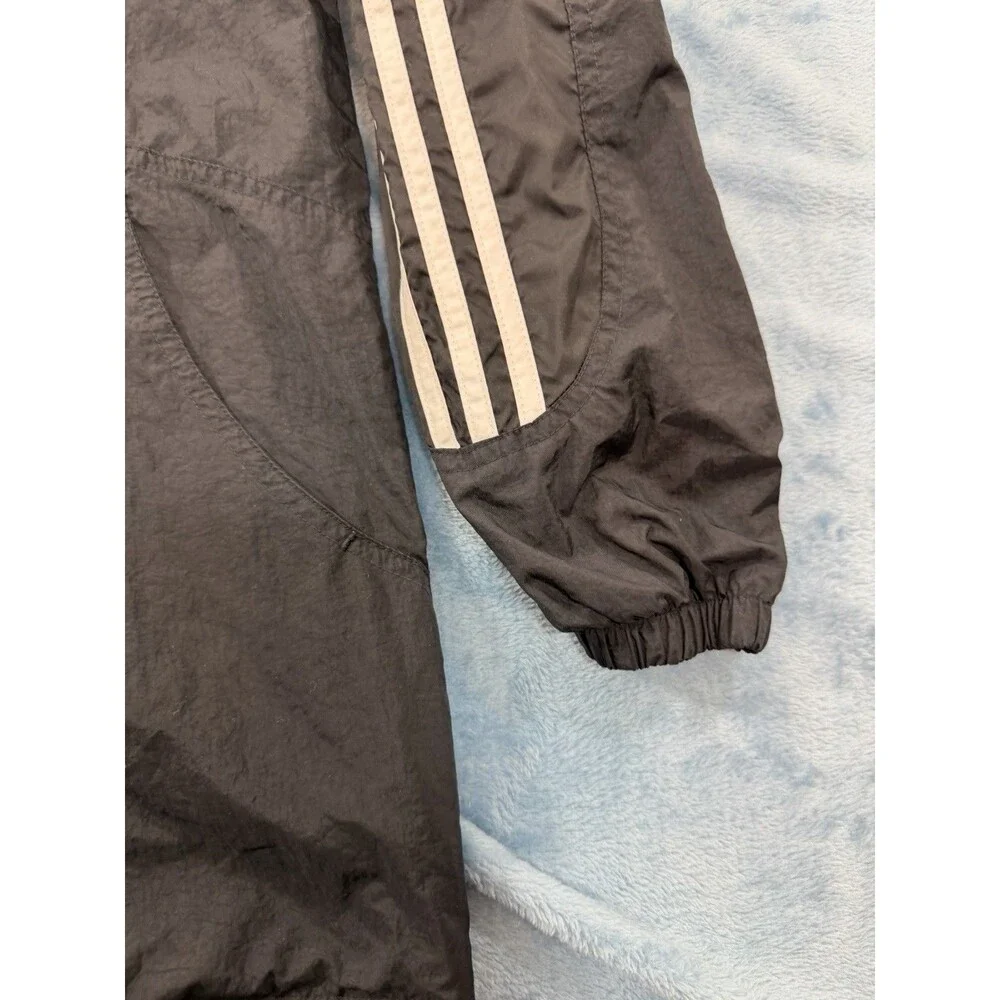 VTG 90s Adidas Windbreaker Jacket Mens S Black White Anorak Pullover Hooded XLNT